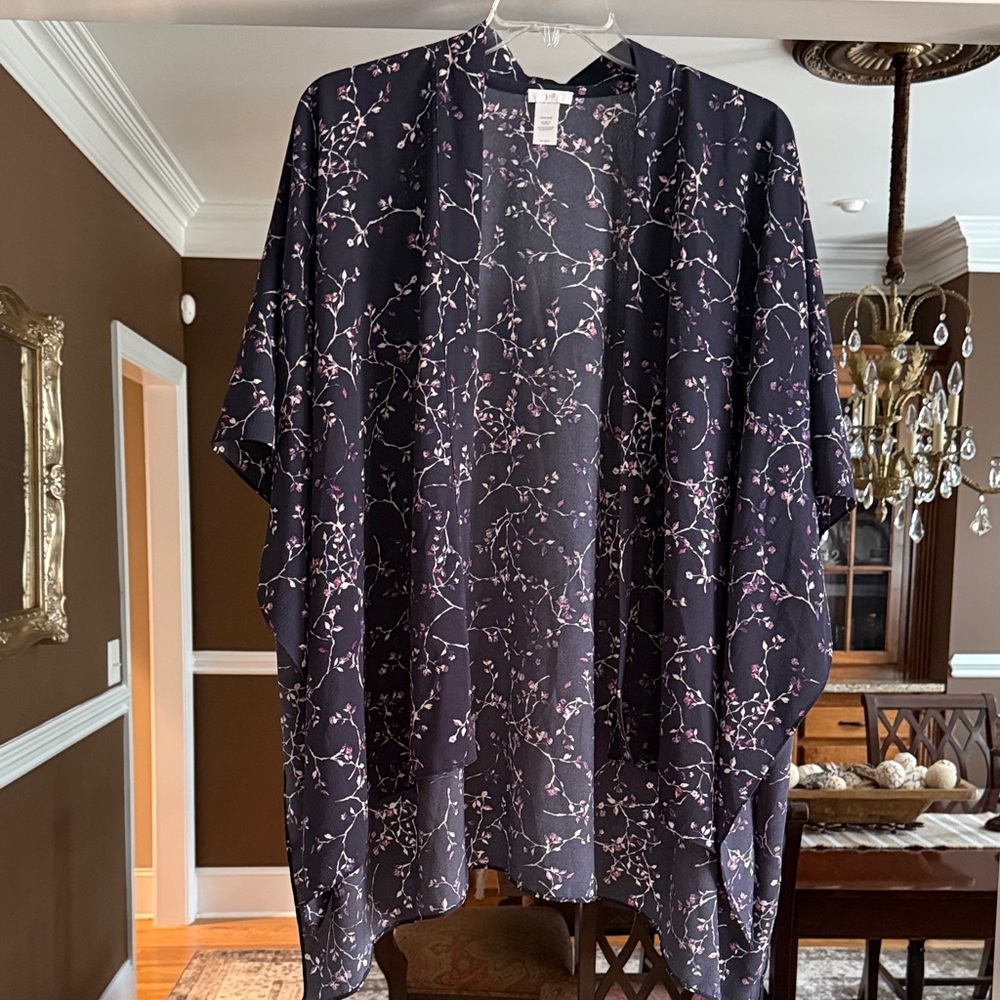 J. Jill Blue and White Floral Kimono